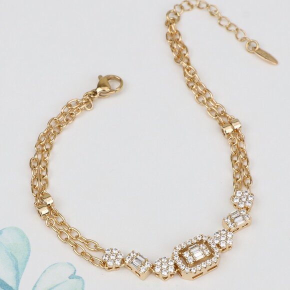 "Elegant Rose Gold Bracelet with Sparkling Gem Accents, XPBL0936 - Picture 1 of 14